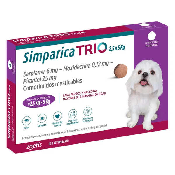 SIMPARICA TRIO 2.5 A 5 KG 1 COMP