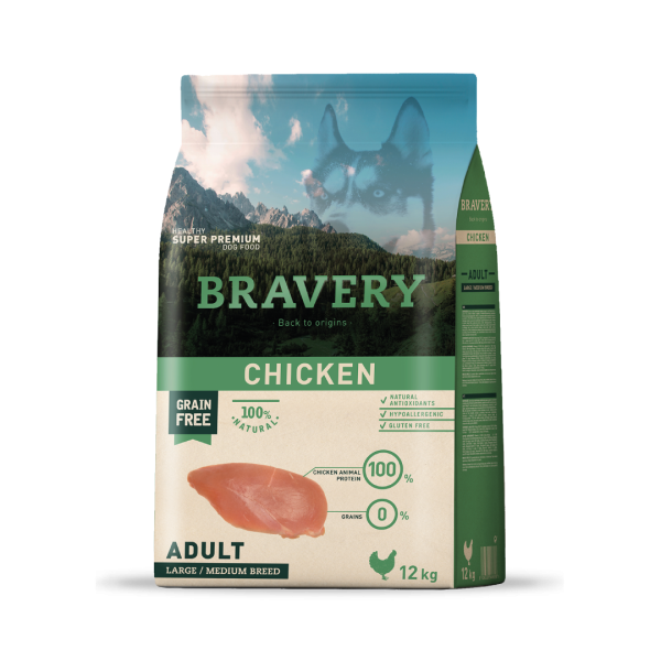 BRAVERY ADULTO MEDIANA/GRANDE POLLO 12 KG