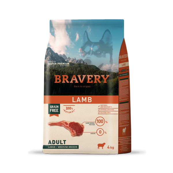 BRAVERY ADULTO RAZA MEDIANA/GRANDE CORDERO 4KG
