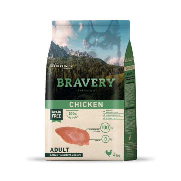 BRAVERY ADULTO MEDIANA/GRANDE POLLO 4KG