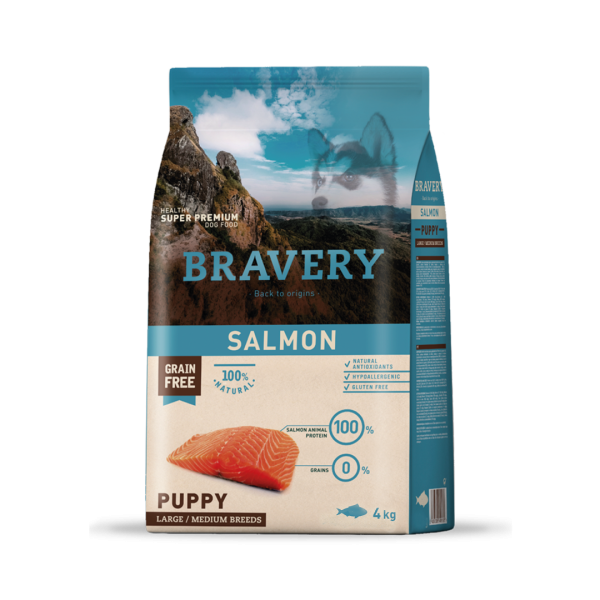 BRAVERY PUPPY MEDIANA/GRANDE SALMÓN 4 KG