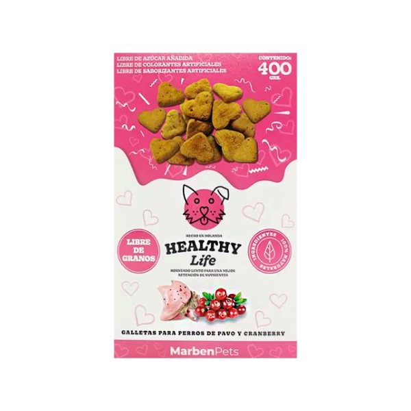 Galletas Healthy Life Pavo y Cranberry forma de Corazon